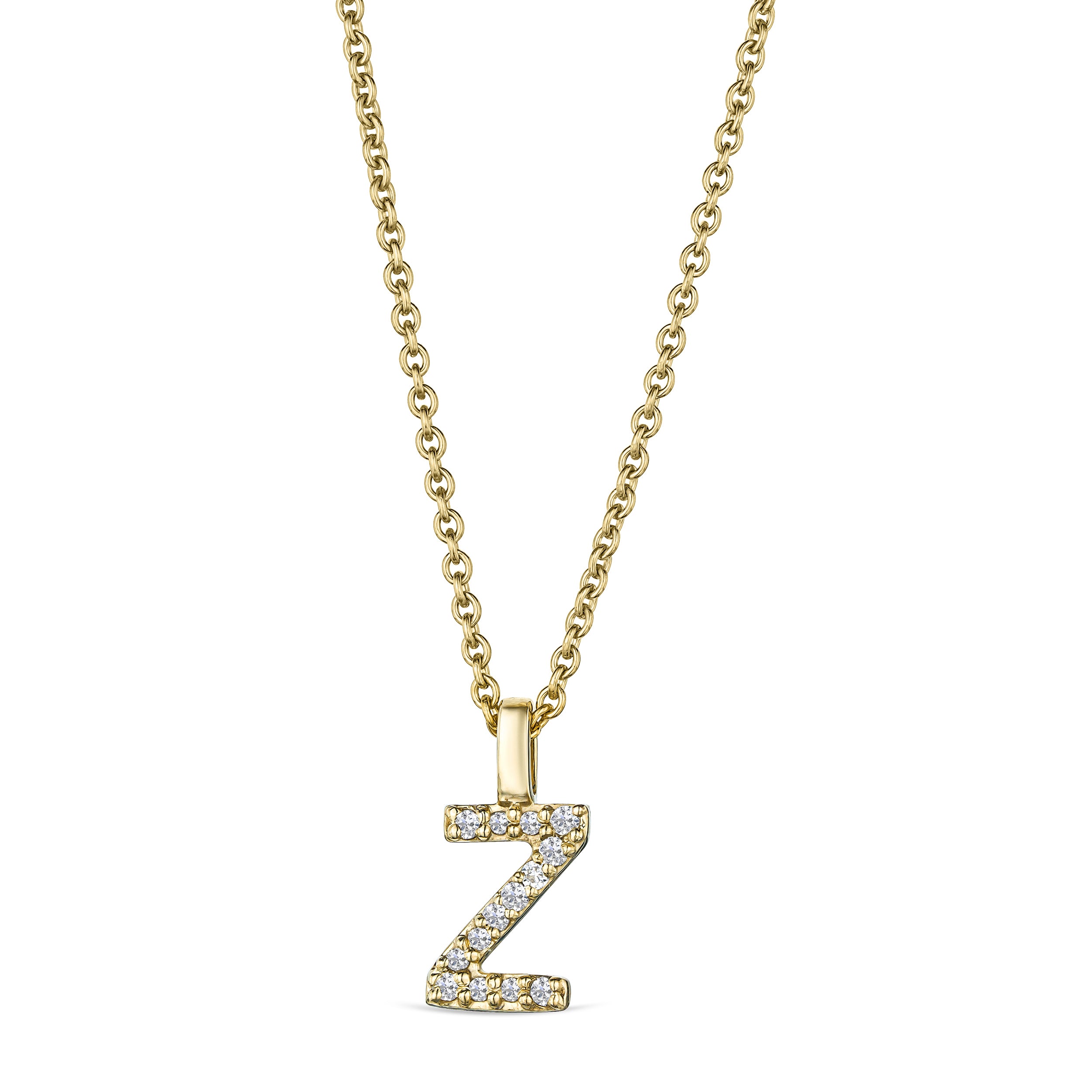 Love Letter Initial Z Lab Diamond Necklace set in 9K Yellow Gold